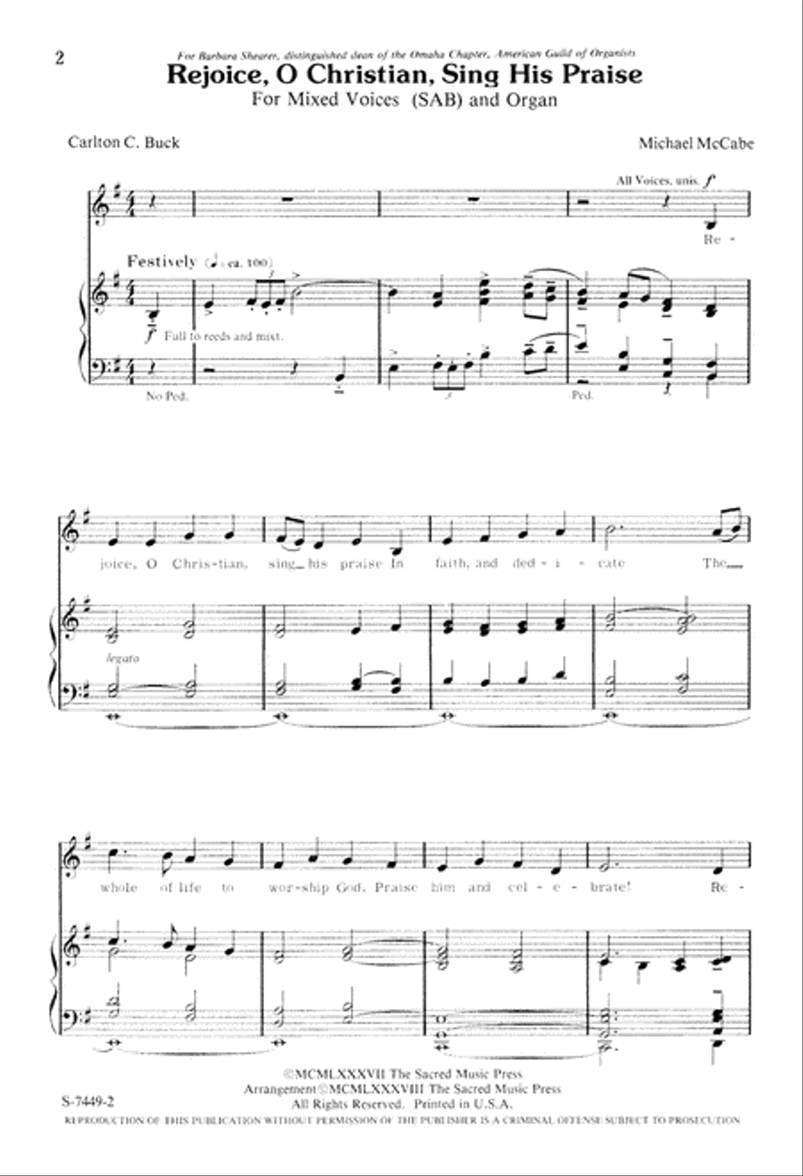 Rejoice, O Christian, Sing His Praise (Digital Download) 3-Part scores gallery preview page 2