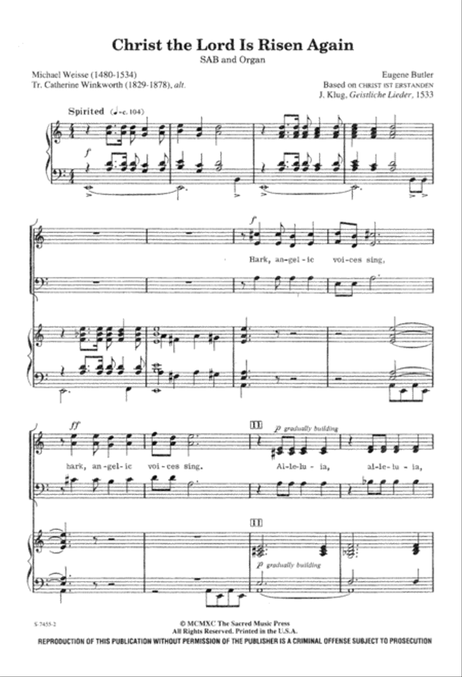 Christ the Lord Is Risen Again (Digital Download) 3-Part scores gallery preview page 2