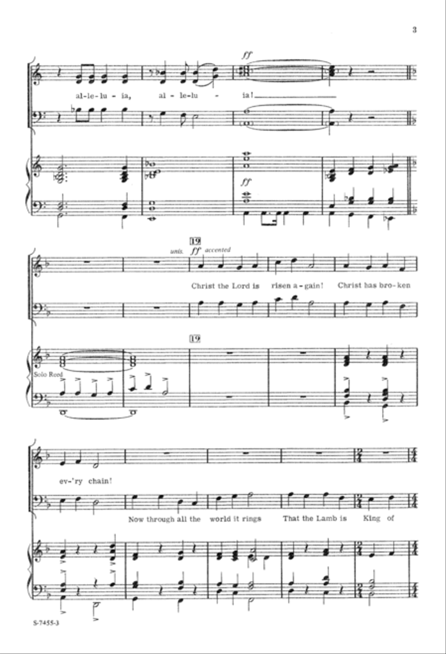 Christ the Lord Is Risen Again (Digital Download) 3-Part scores gallery preview page 3