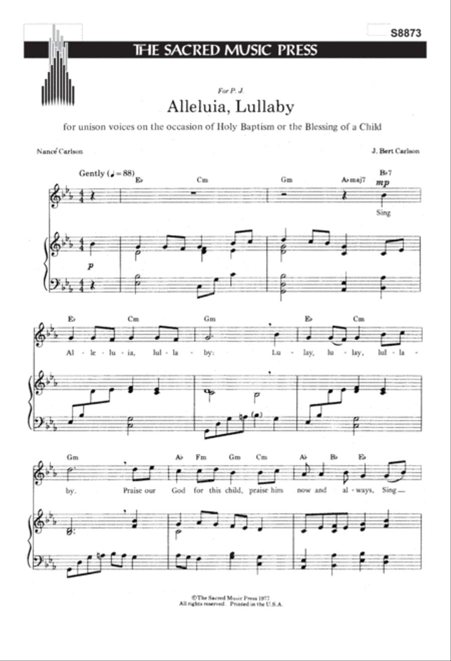 Alleluia Lullaby (Digital Download) Unison Choir scores gallery preview page 1