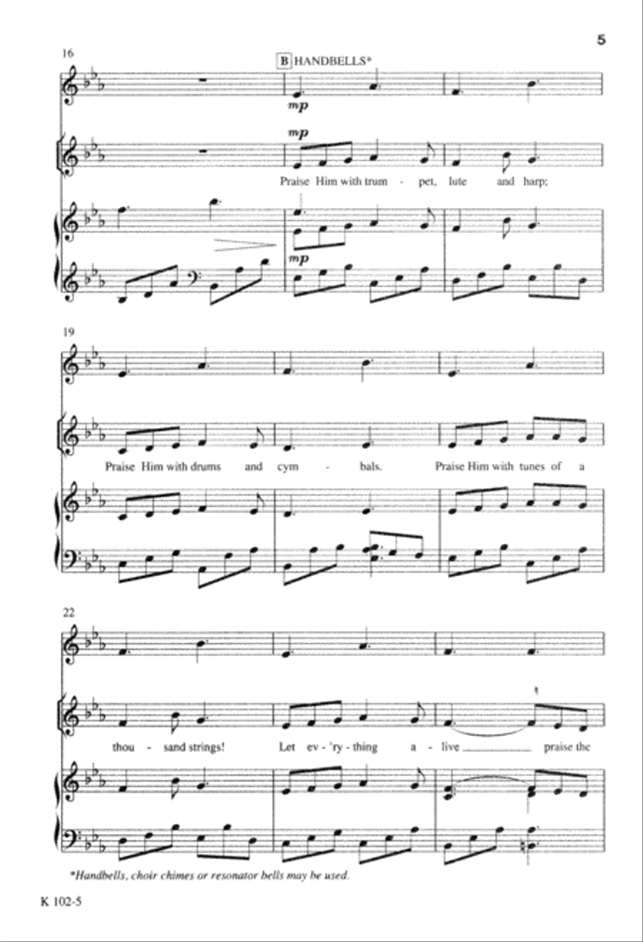 Hallelujah, Praise Ye the Lord (Digital Download) Unison Choir scores gallery preview page 5
