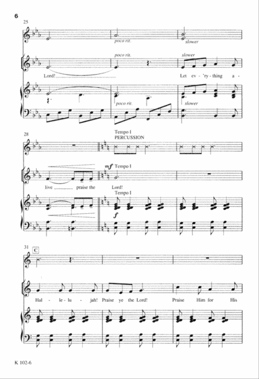 Hallelujah, Praise Ye the Lord (Digital Download) Unison Choir scores gallery preview page 6
