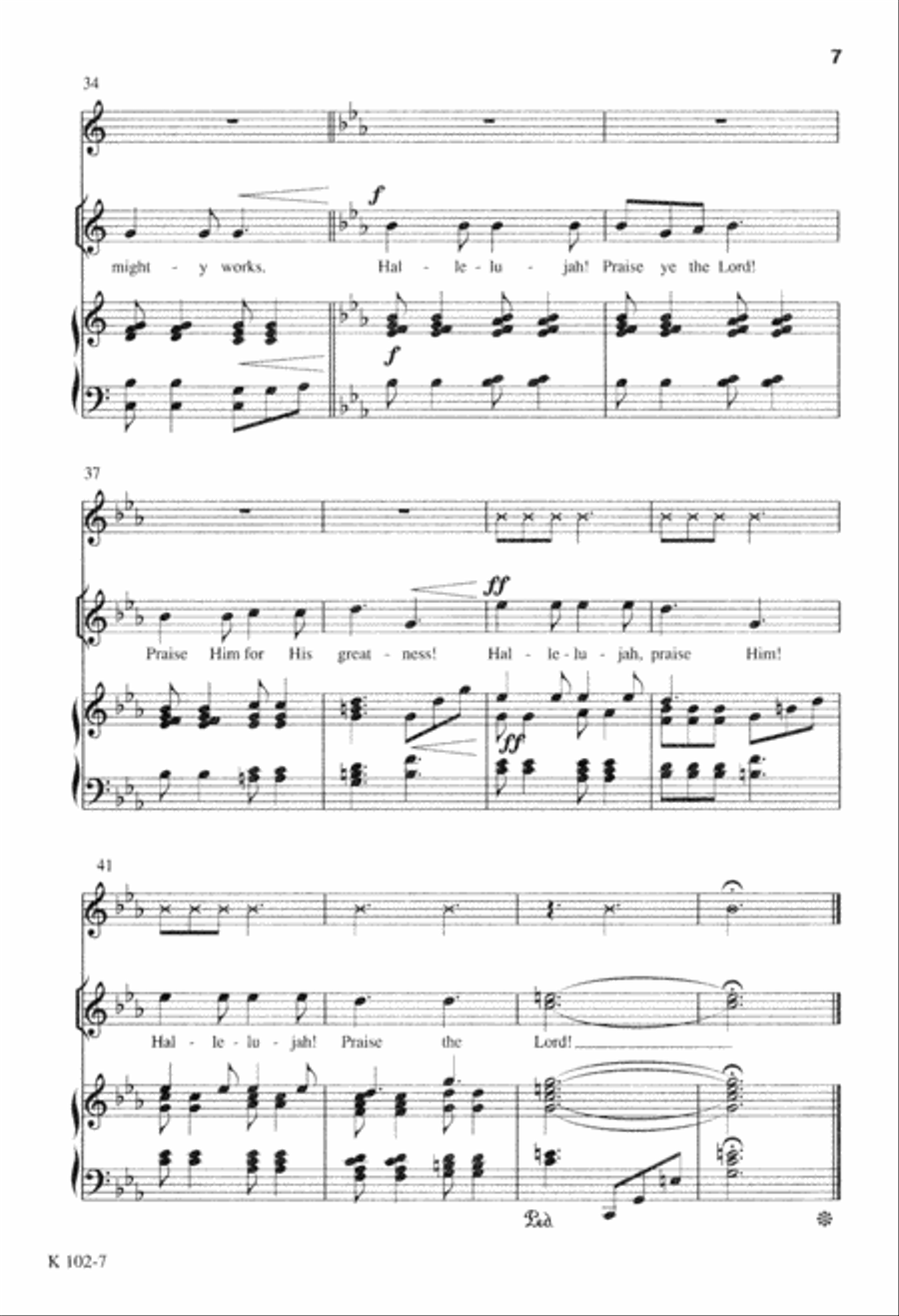 Hallelujah, Praise Ye the Lord (Digital Download) Unison Choir scores gallery preview page 7