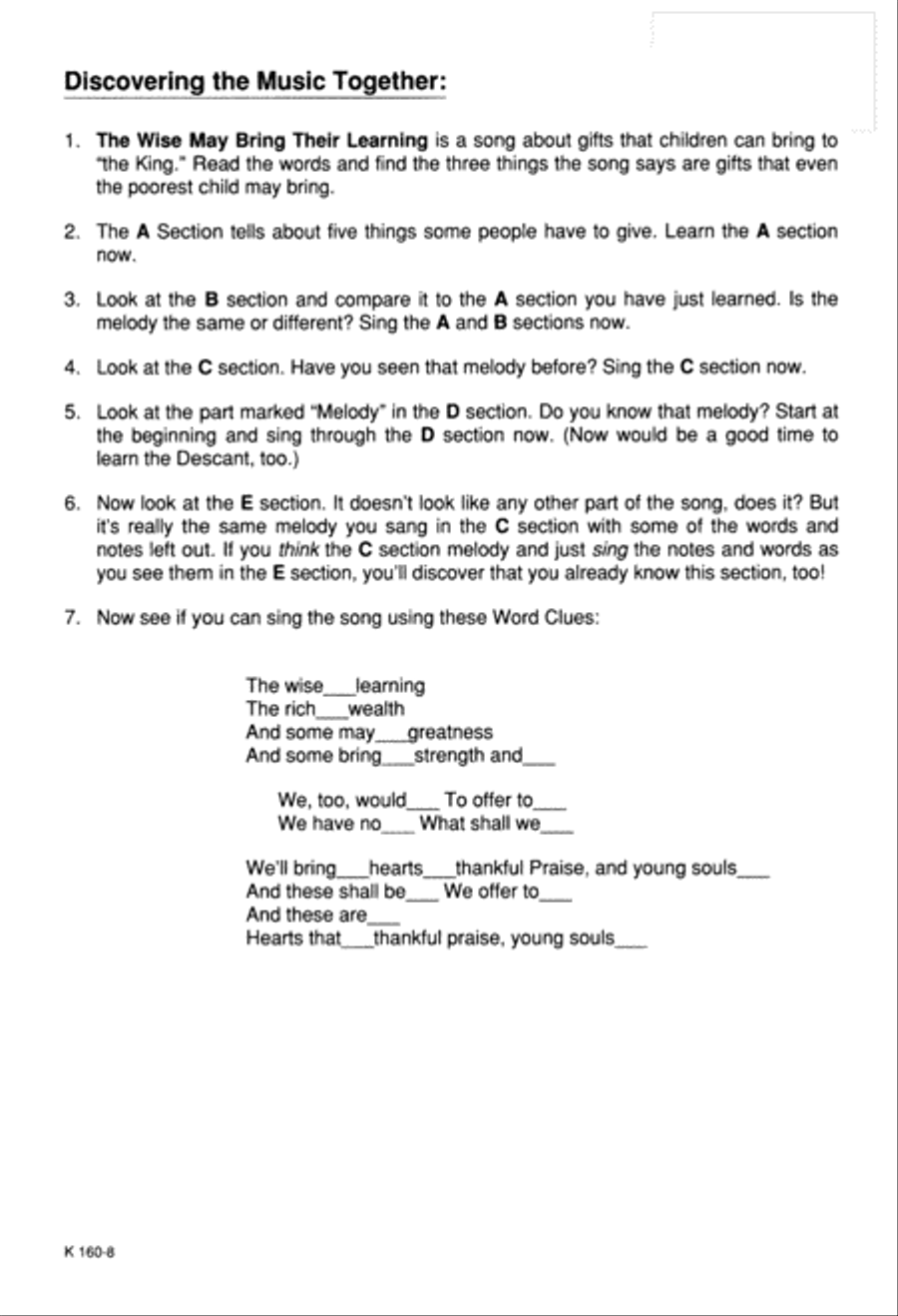The Wise May Bring Their Learning (Digital Download) Unison Choir scores gallery preview page 8