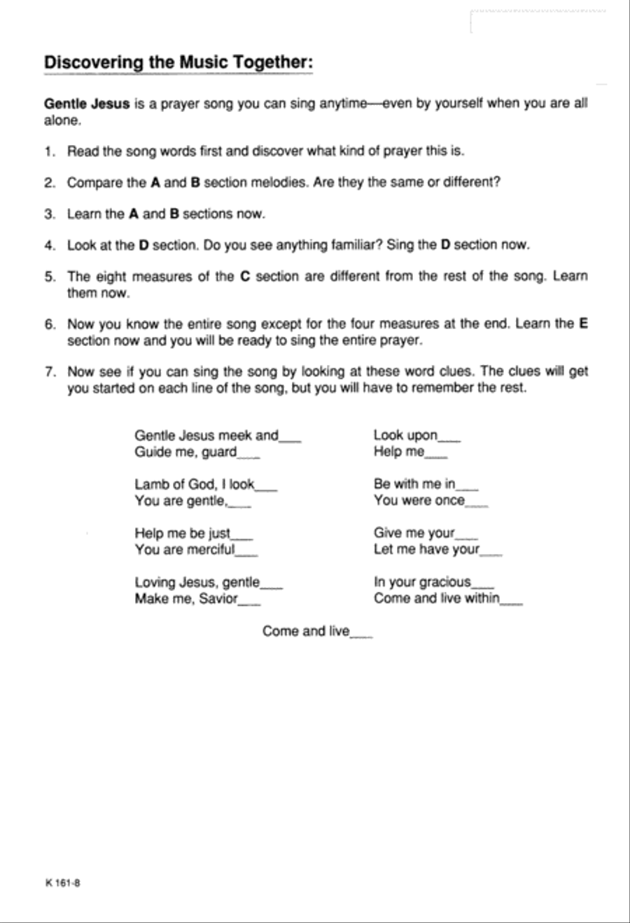 Gentle Jesus (Digital Download) Unison Choir scores gallery preview page 8
