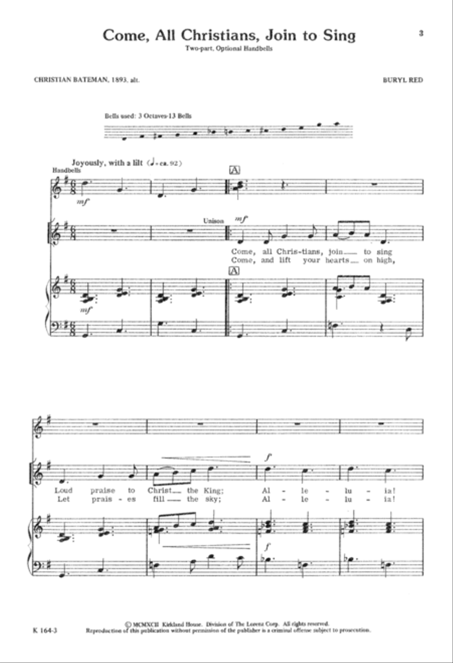 Come All Christians, Join to Sing (Digital Download) 2-Part scores gallery preview page 3