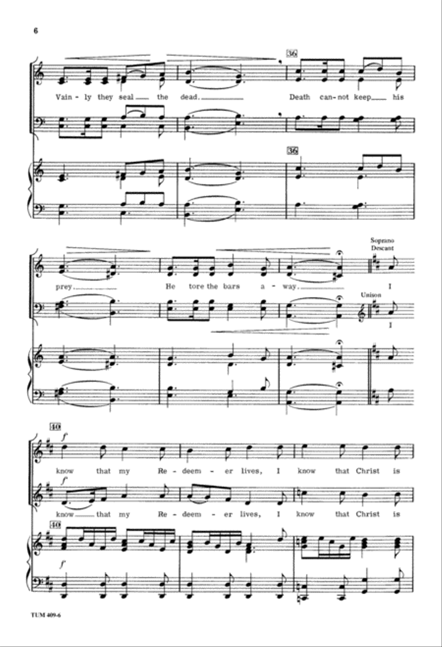 I Know that My Redeemer Lives (Digital Download) 4-Part scores gallery preview page 6