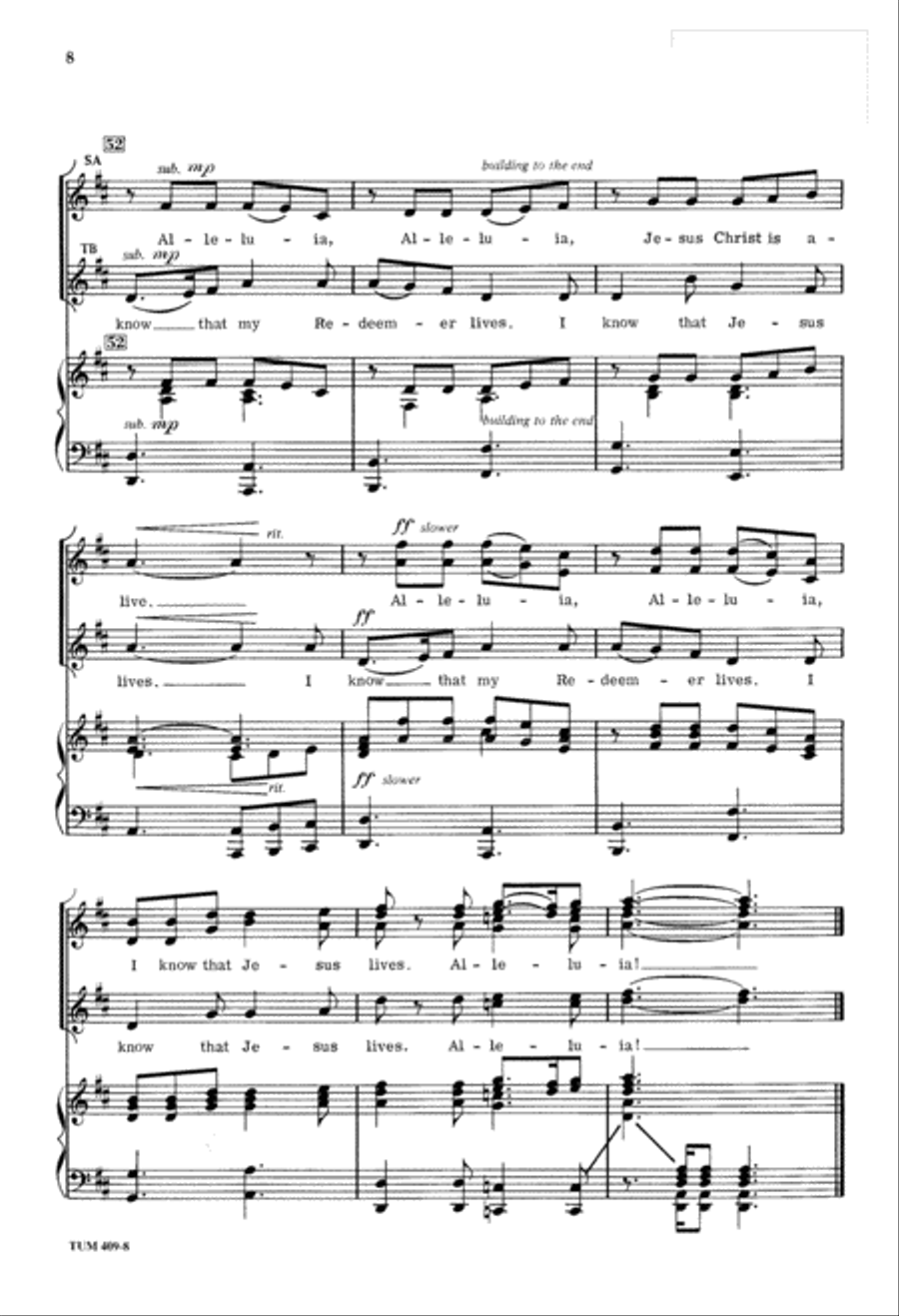 I Know that My Redeemer Lives (Digital Download) 4-Part scores gallery preview page 8