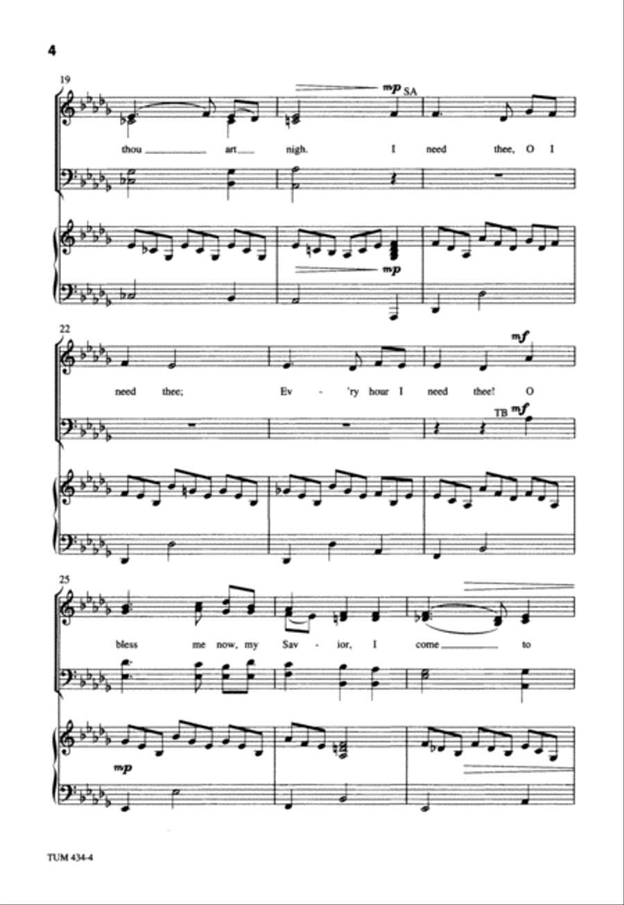 I Need Thee Every Hour (Digital Download) 4-Part scores gallery preview page 4