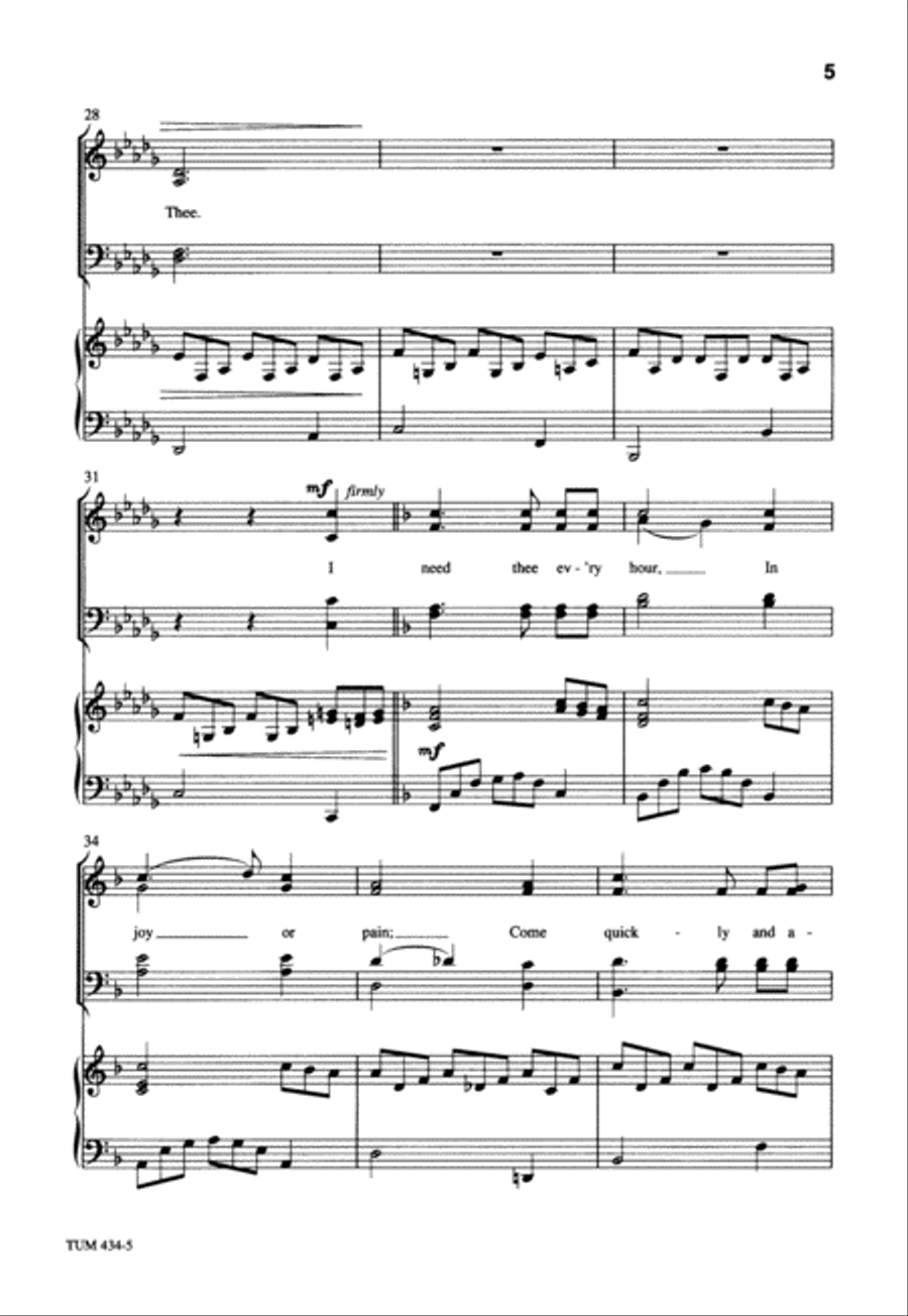 I Need Thee Every Hour (Digital Download) 4-Part scores gallery preview page 5