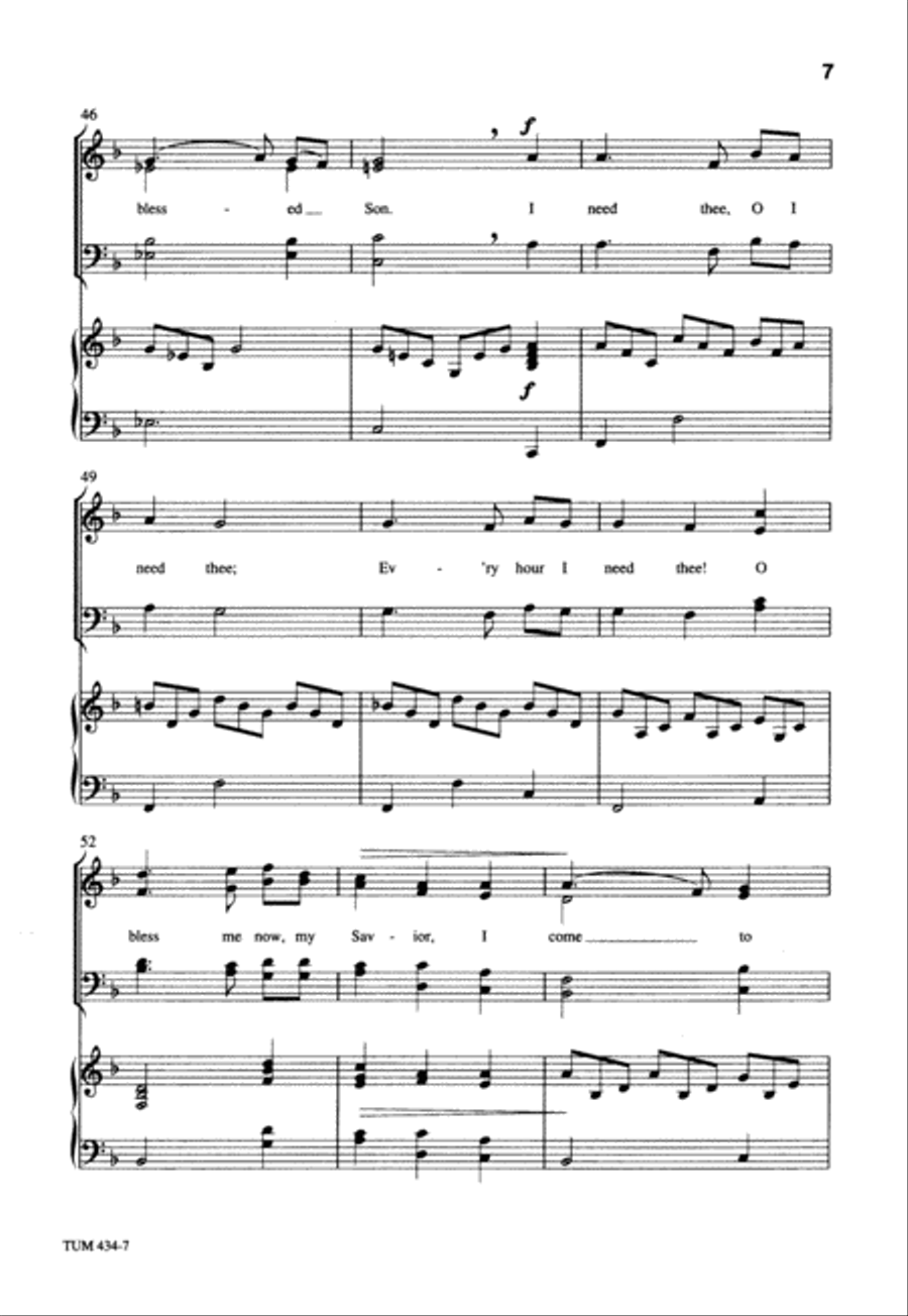 I Need Thee Every Hour (Digital Download) 4-Part scores gallery preview page 7