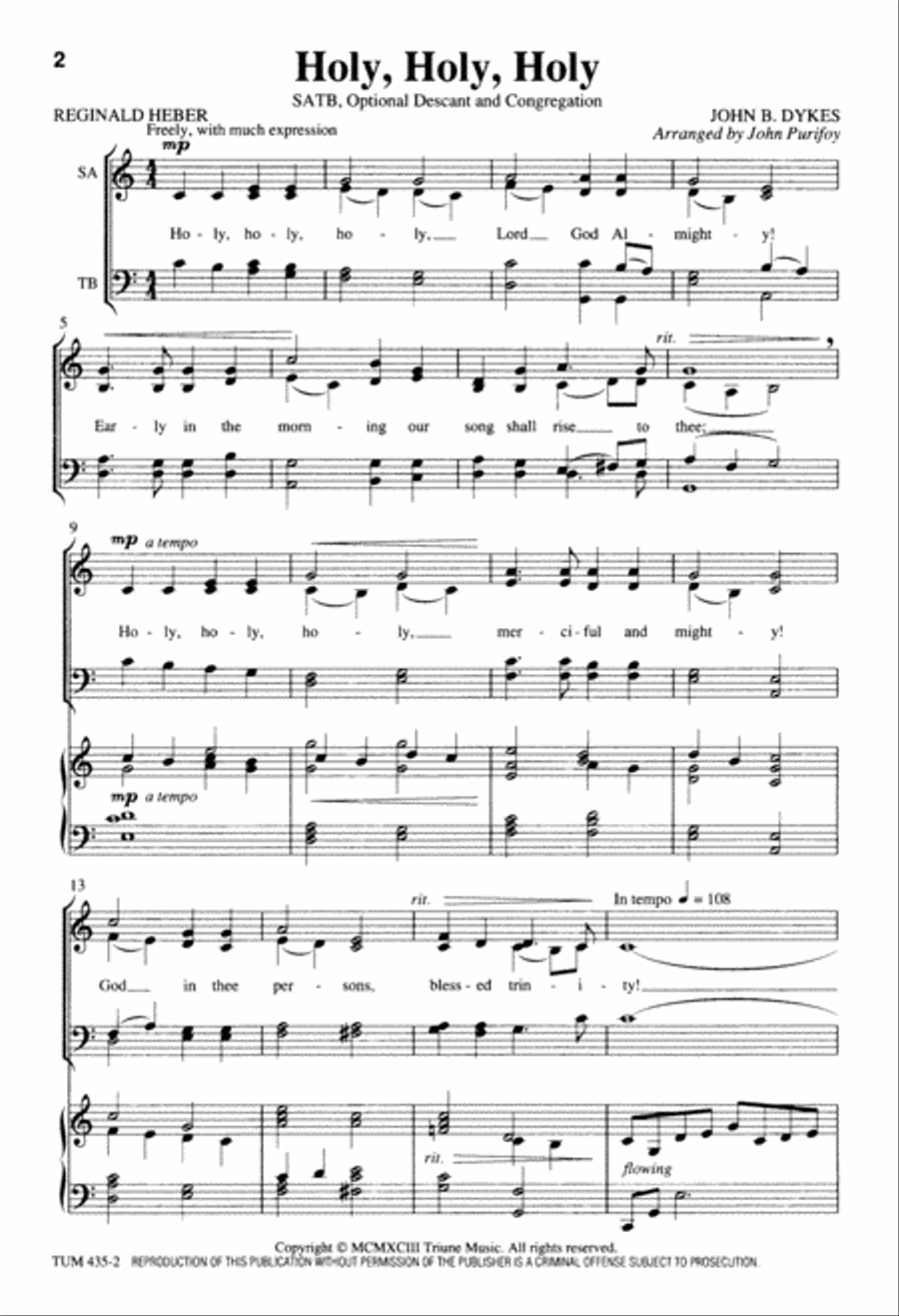 Holy, Holy, Holy (Digital Download) 4-Part scores gallery preview page 2