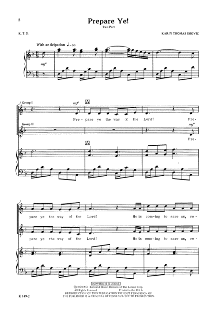 Prepare Ye (Digital Download) 2-Part scores gallery preview page 2