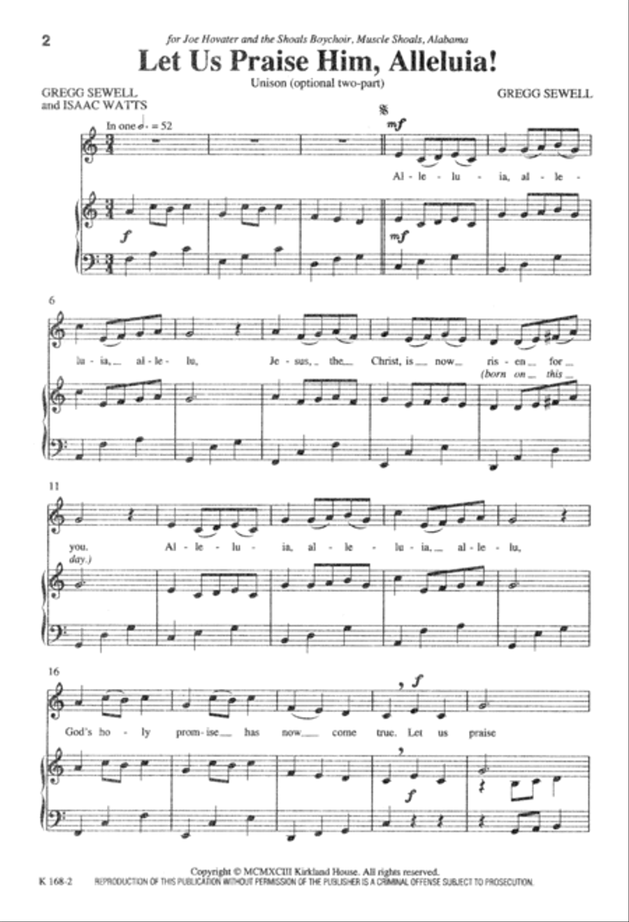 Let Us Praise Him, Alleluia (Digital Download) Unison Choir scores gallery preview page 2