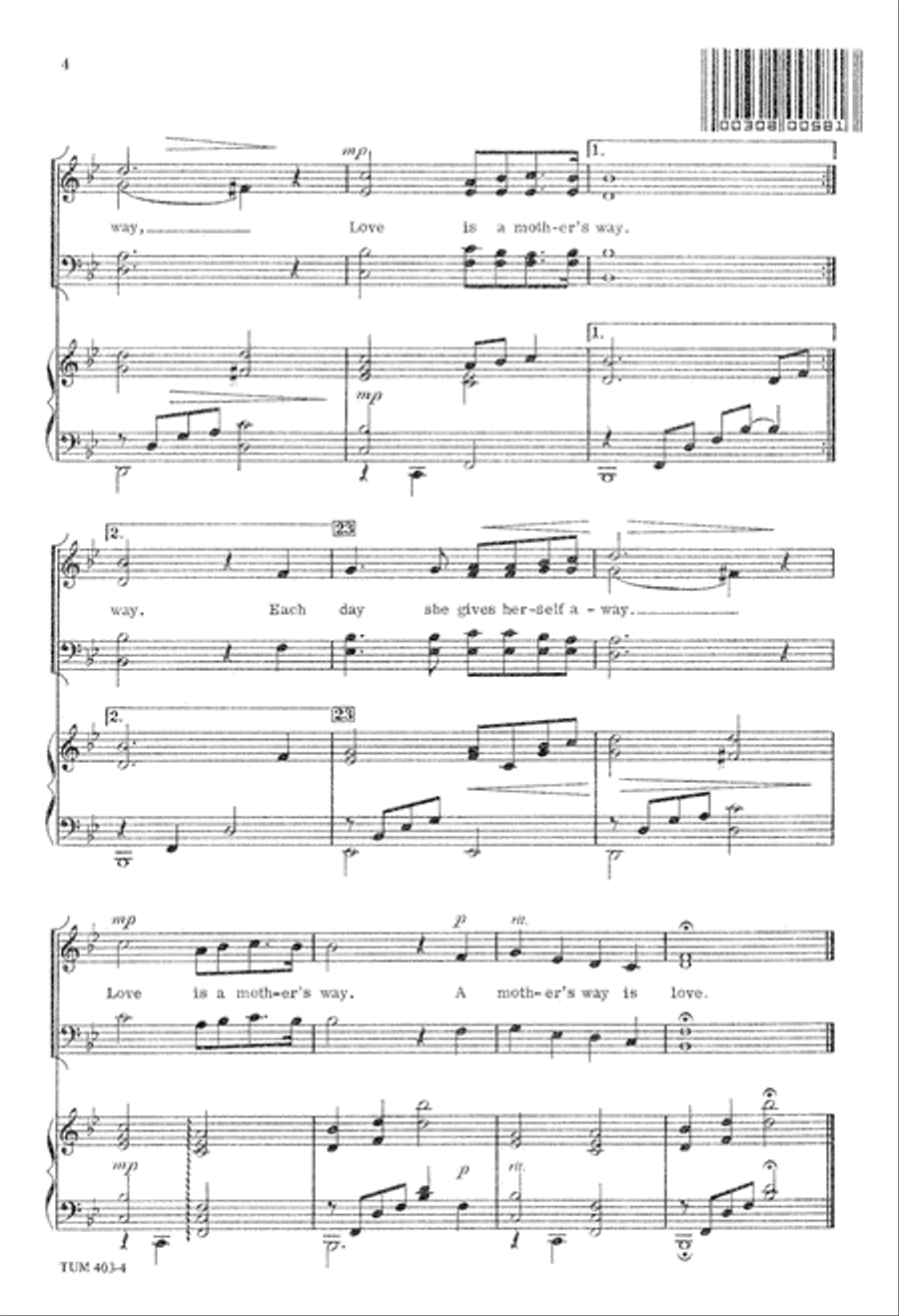 Love is a Mother's Way (Digital Download) 4-Part scores gallery preview page 4