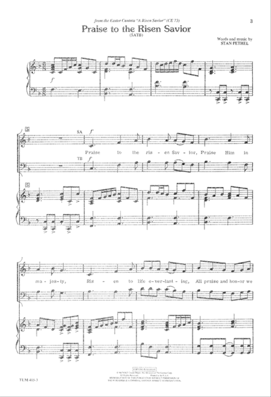Praise to the Risen Savior (Digital Download) 4-Part scores gallery preview page 3