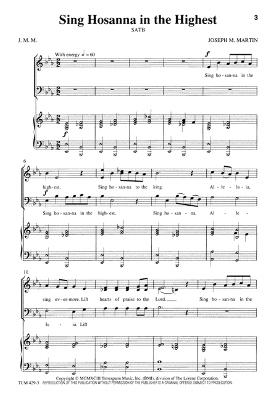 Sing Hosanna in the Highest (Digital Download) 4-Part scores gallery preview page 3