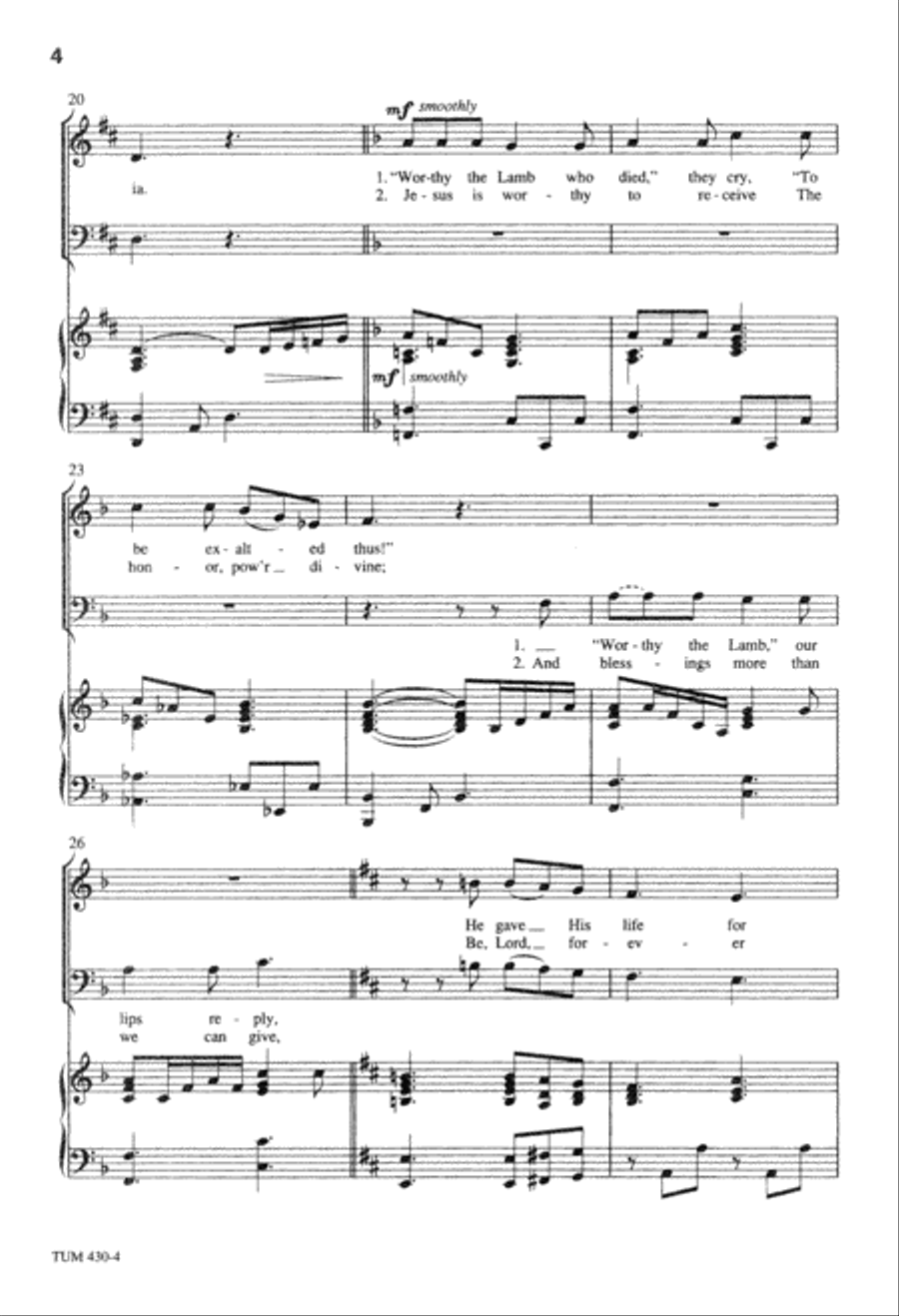 Come, Let Us Join Our Cheerful Songs (Digital Download) 4-Part scores gallery preview page 4