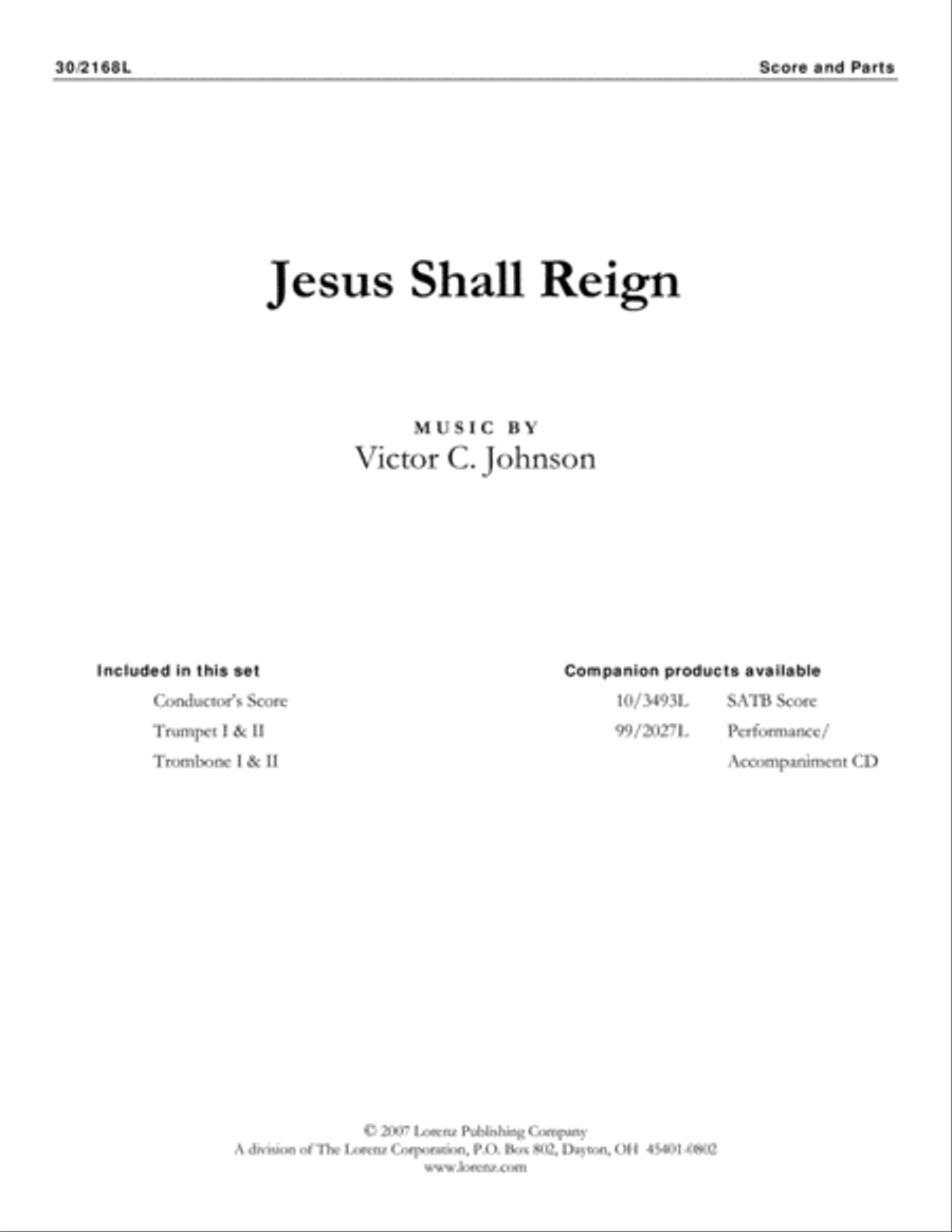 Jesus Shall Reign - Brass Score/Parts Trombone scores gallery preview page 1