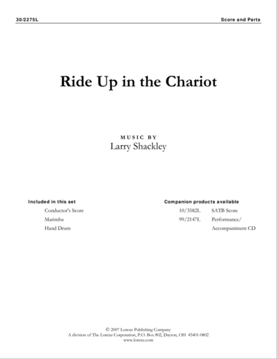 Ride Up in the Chariot - Percussion Score and Parts Electronic Keyboard scores gallery preview page 1