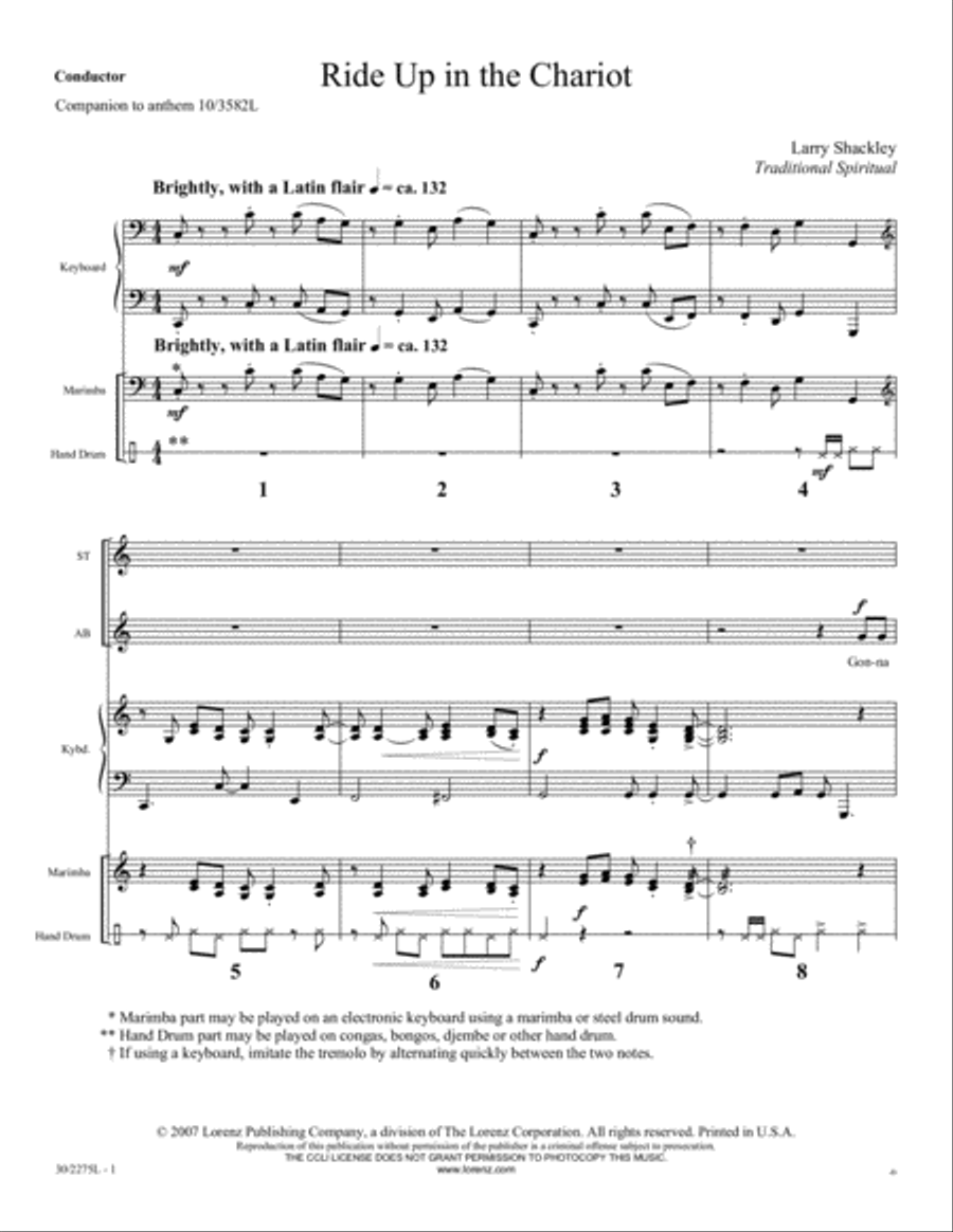 Ride Up in the Chariot - Percussion Score and Parts Electronic Keyboard scores gallery preview page 3