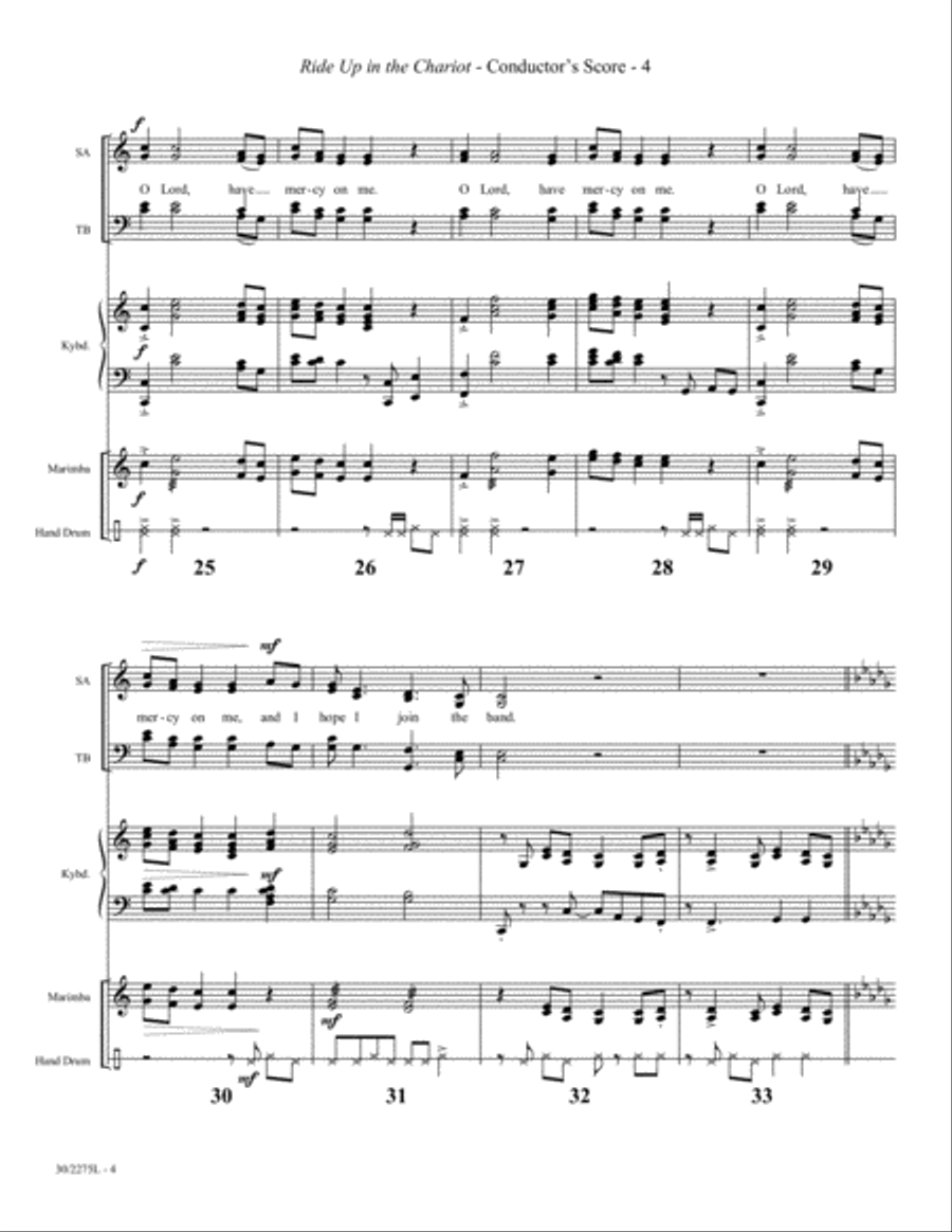 Ride Up in the Chariot - Percussion Score and Parts Electronic Keyboard scores gallery preview page 6