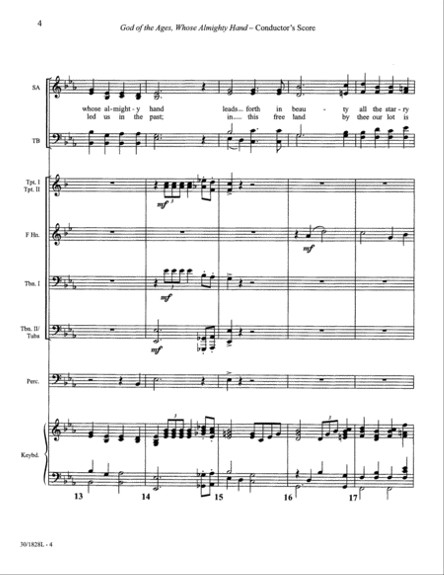 God of the Ages Whose Almighty Hand - Brass/Perc Horn scores gallery preview page 6