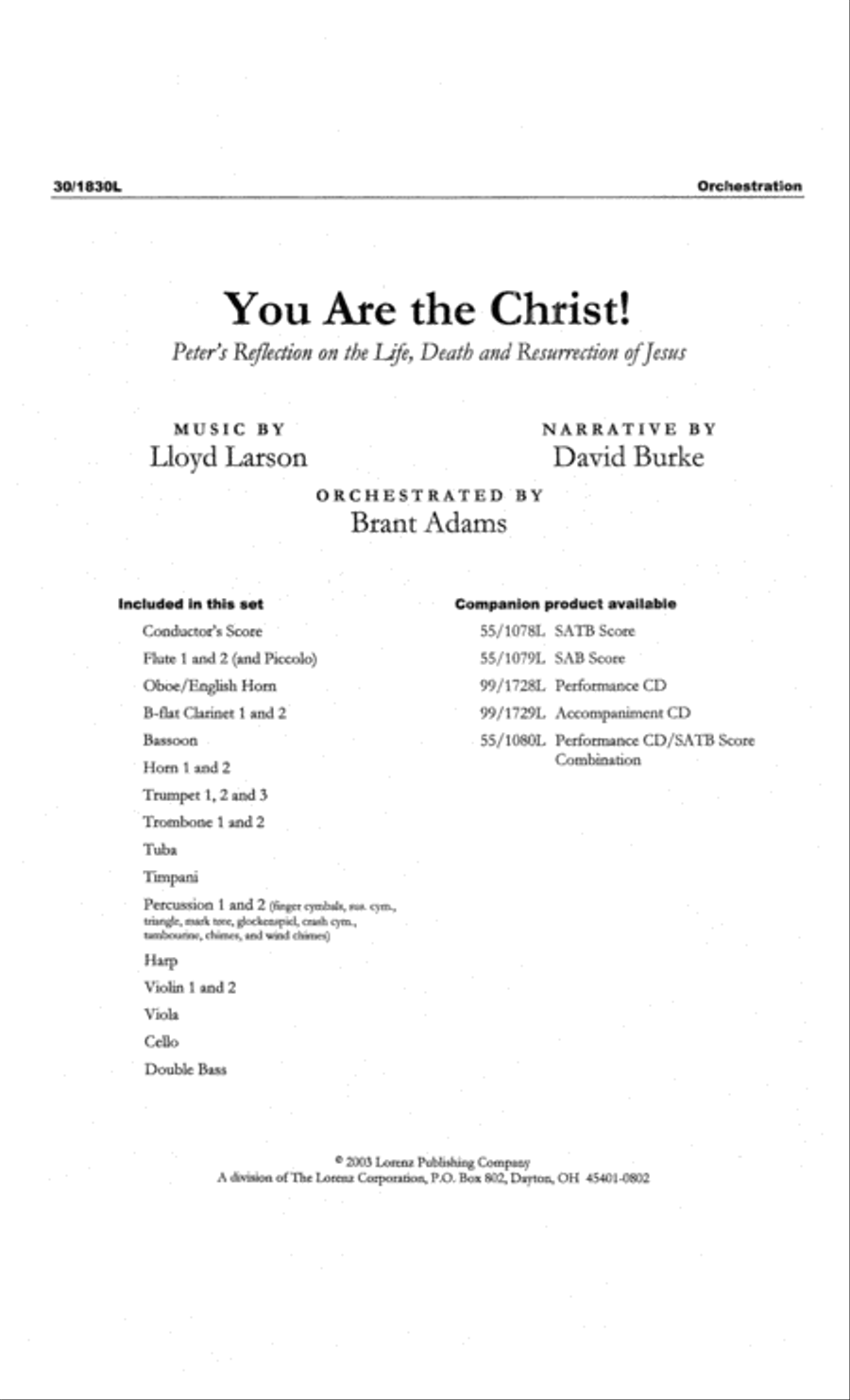You Are the Christ! - Orchestration Choir scores gallery preview page 1
