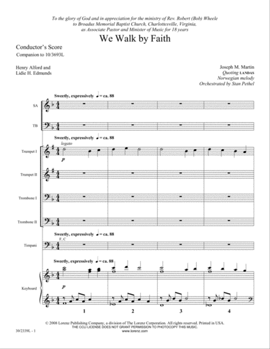 We Walk by Faith - Brass and Timpani Score/Parts Trombone scores gallery preview page 3