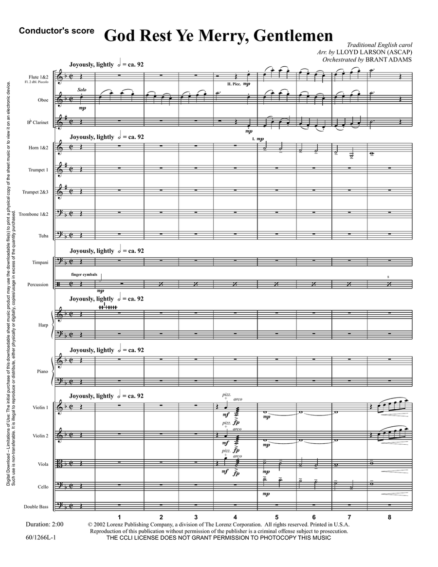 God Rest Ye Merry, Gentlemen (Digital Download) Full Orchestra scores gallery preview page 1