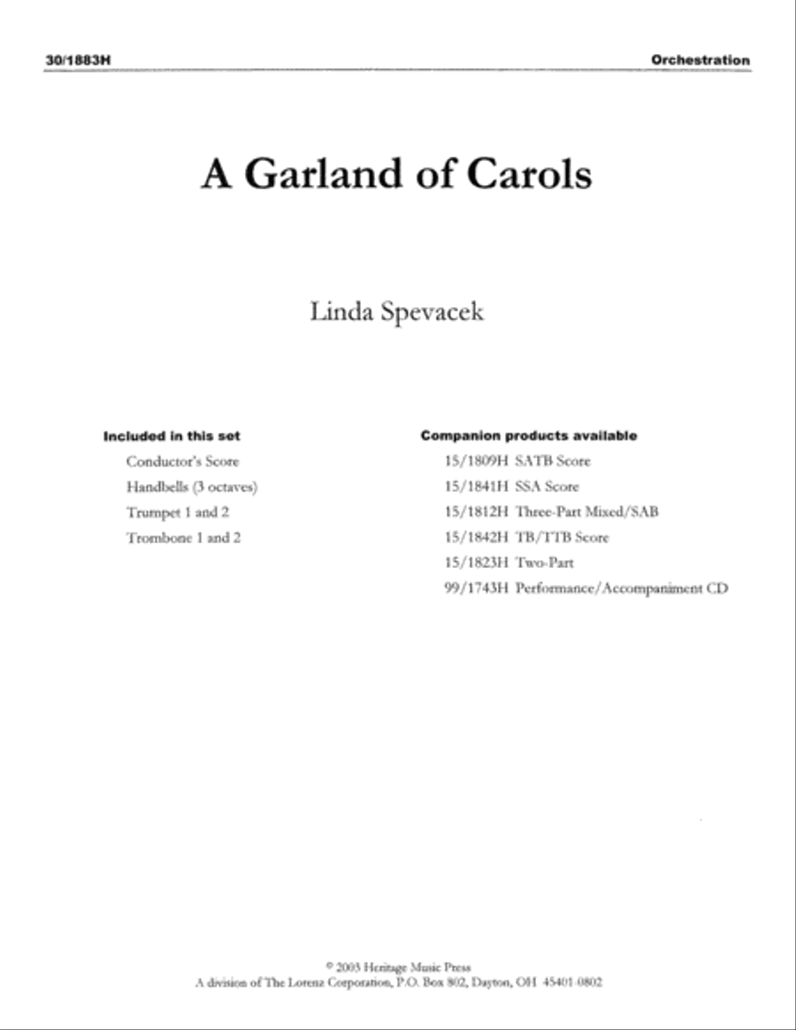 A Garland of Carols - Brass and Handbells Score and Parts 3-Octaves scores gallery preview page 1