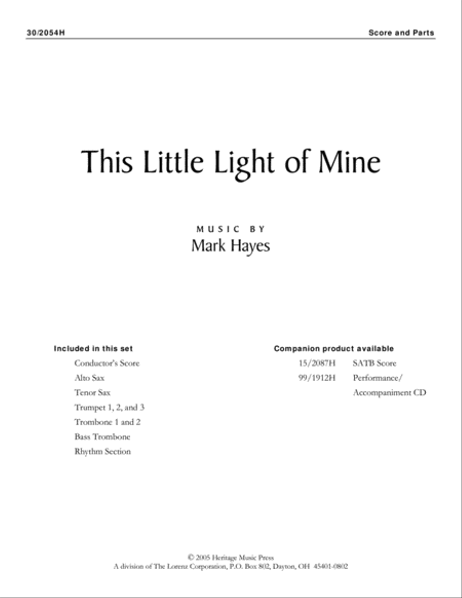 This Little Light of Mine - Instrumental Score and Parts Tenor Saxophone scores gallery preview page 1