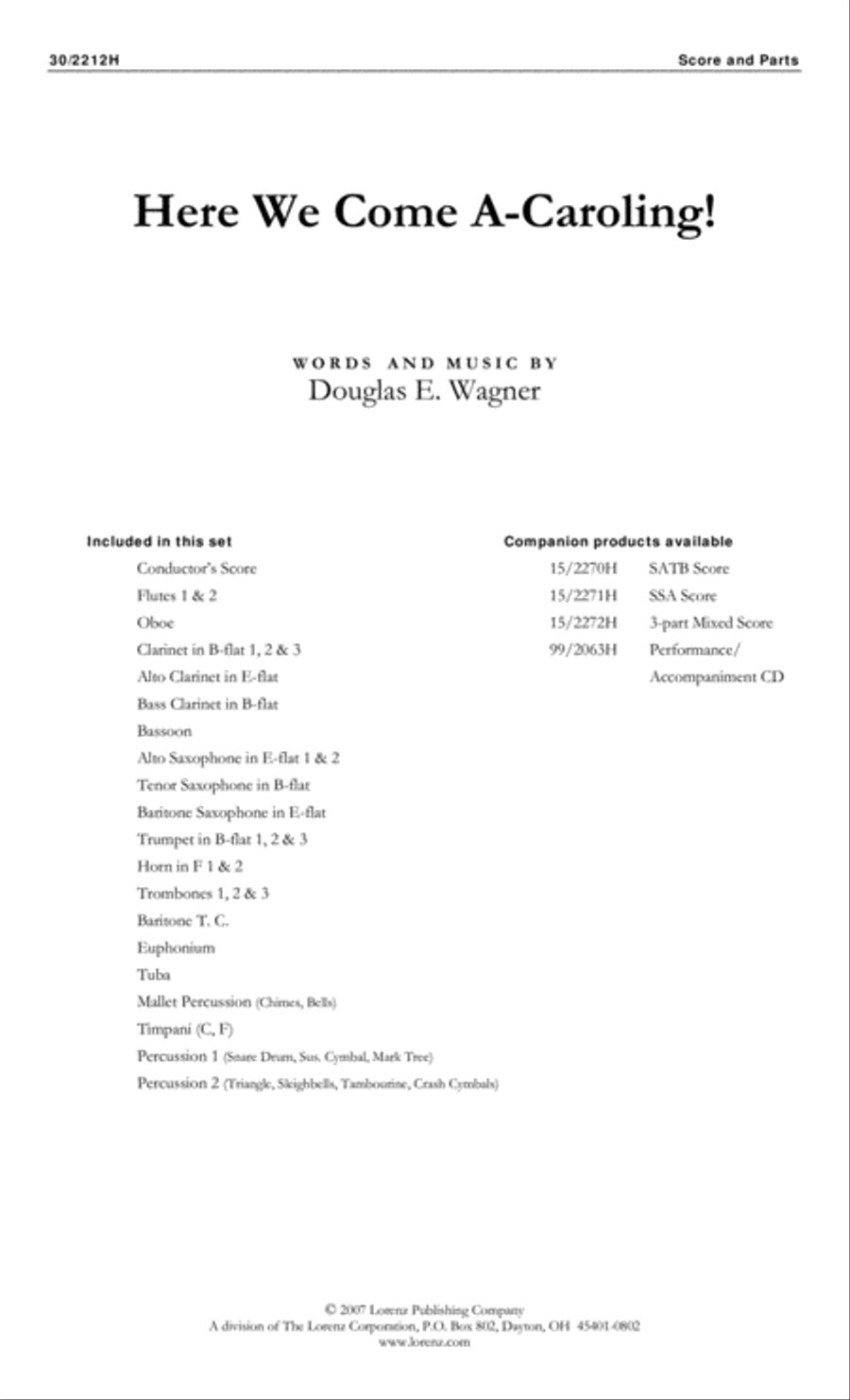 Here We Come A-Caroling! - Concert Band Score and Parts Concert Band scores gallery preview page 1