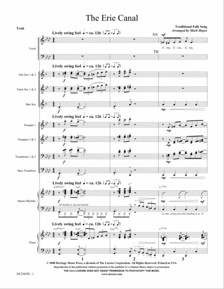 The Erie Canal - Instrumental Ensemble Score and Parts Choir scores gallery preview page 3