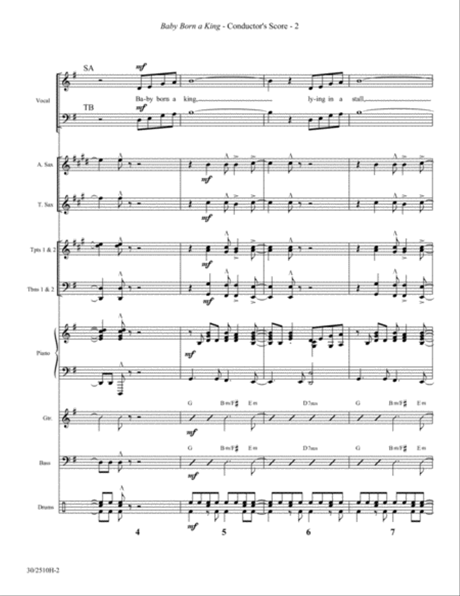 Baby Born a King - Instrumental Ensemble Score and Parts Tenor Saxophone scores gallery preview page 3