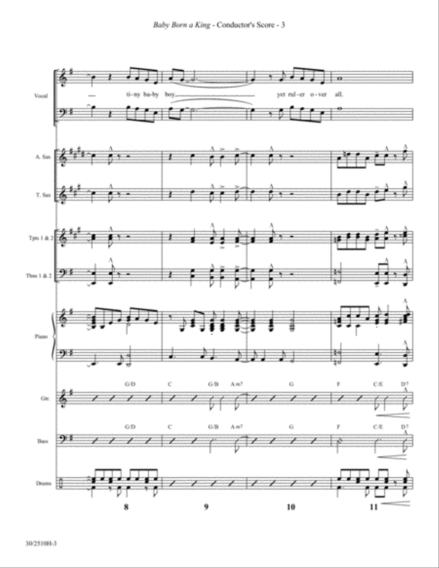 Baby Born a King - Instrumental Ensemble Score and Parts Tenor Saxophone scores gallery preview page 4
