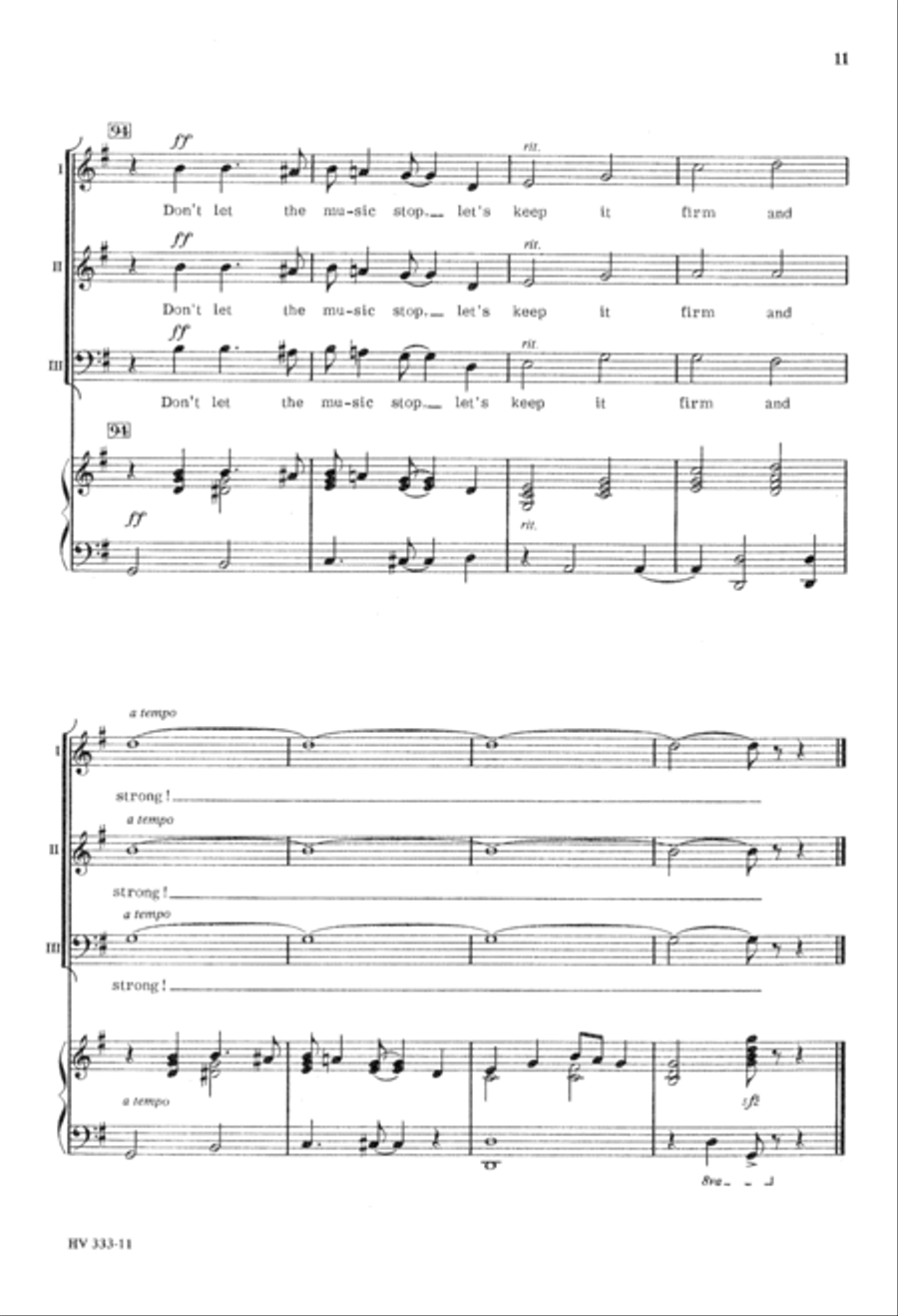 Don't Let the Music Stop (Digital Download) 3-Part scores gallery preview page 11