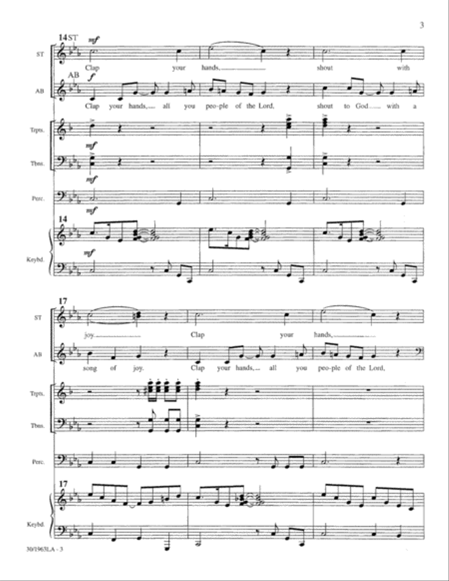 Clap Your Hands! - Brass and Timpani Score and Parts Trombone scores gallery preview page 3