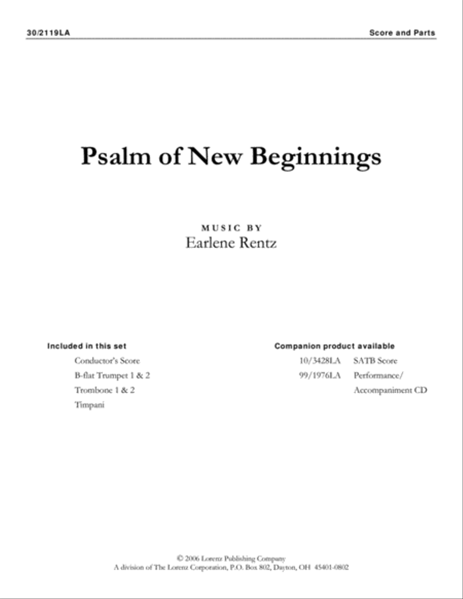 Psalm of New Beginnings - Brass and Timpani Score and Parts Trombone scores gallery preview page 1