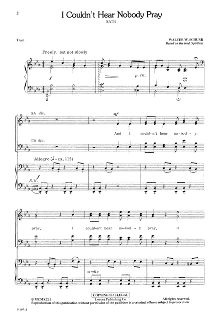 I Couldn't Hear Nobody Pray (Digital Download) 4-Part scores gallery preview page 2
