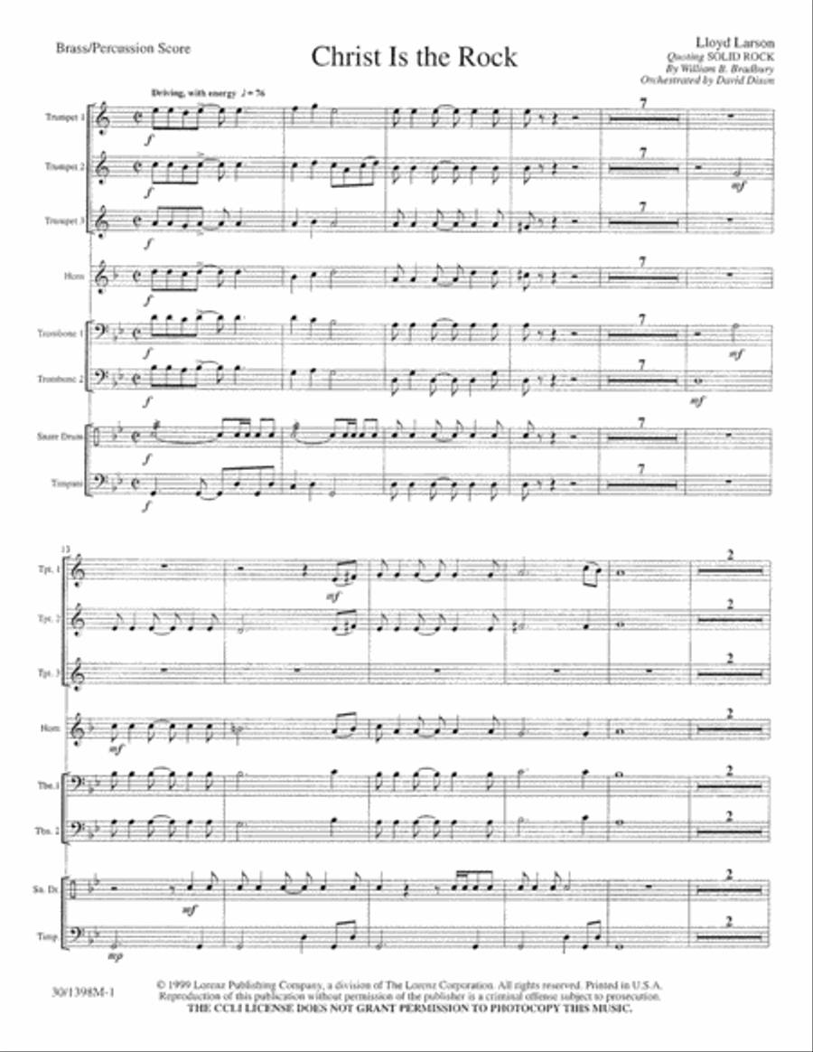 Christ Is the Rock - Brass and Percussion Score and Parts Horn scores gallery preview page 3