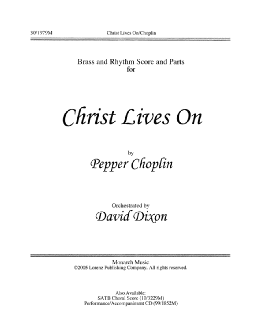 Christ Lives On - Score and Parts for Brass and Rhythm Trombone scores gallery preview page 1