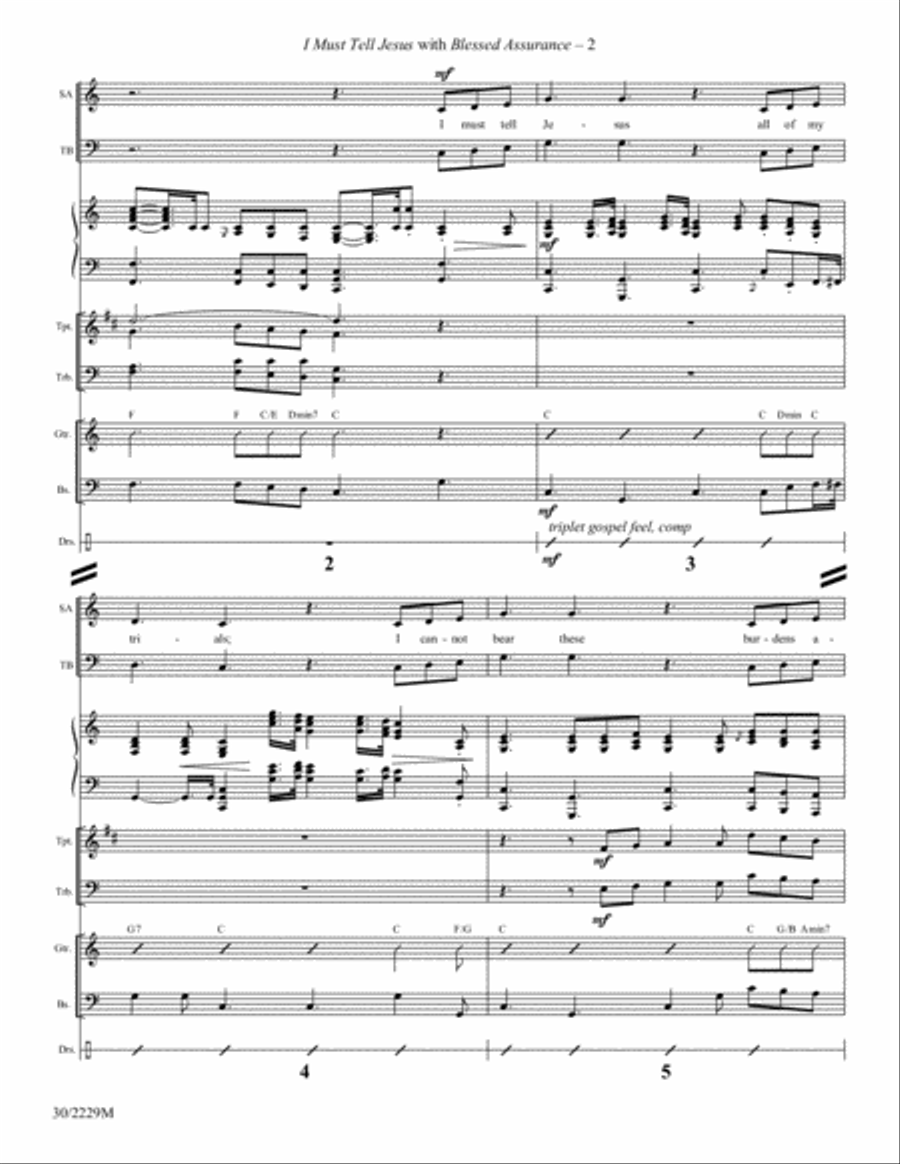 I Must Tell Jesus with Blessed Assurance - Brass and Rhythm Score/Parts - Digita Trombone scores gallery preview page 2