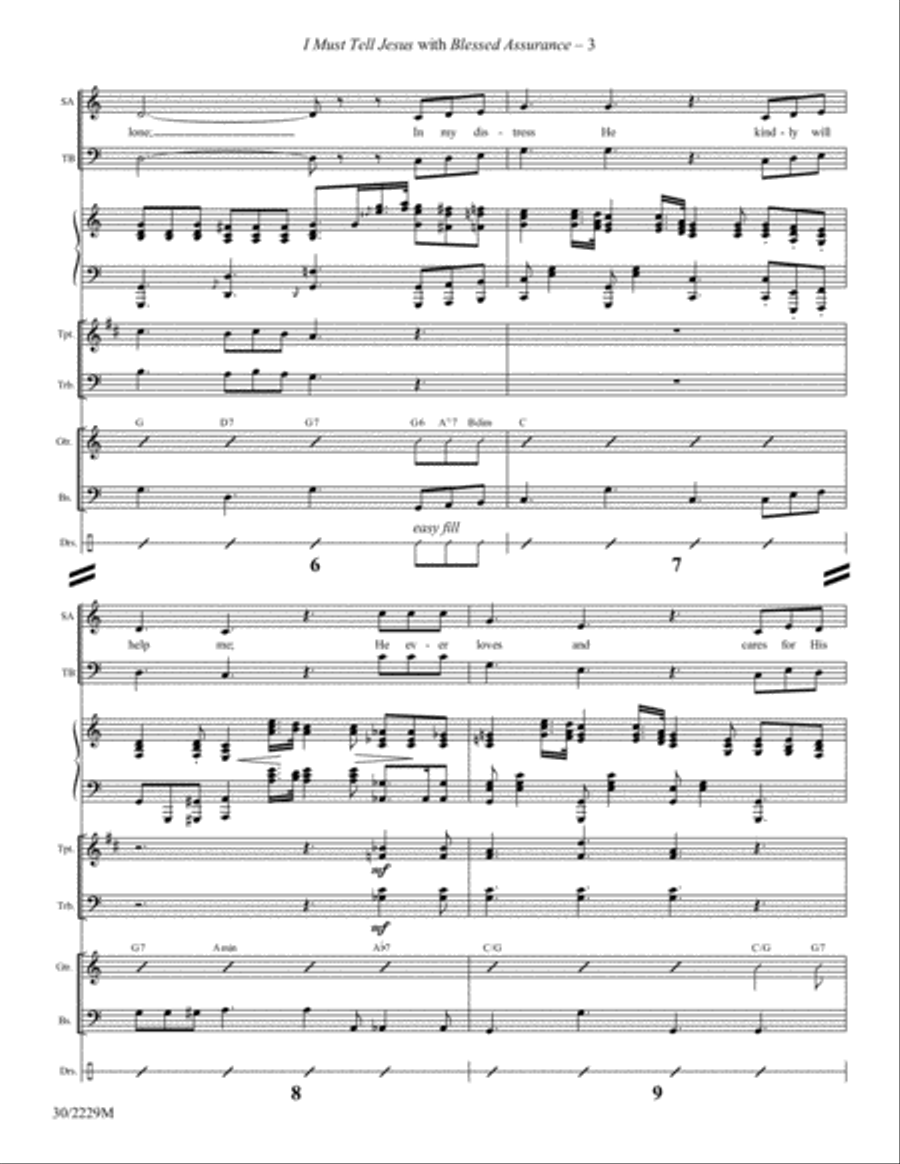 I Must Tell Jesus with Blessed Assurance - Brass and Rhythm Score/Parts - Digita Trombone scores gallery preview page 3