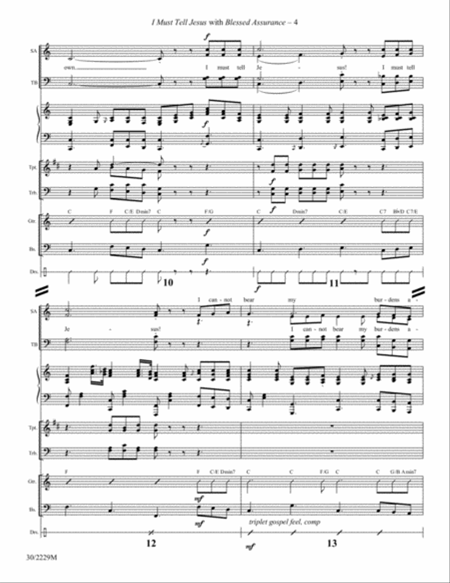 I Must Tell Jesus with Blessed Assurance - Brass and Rhythm Score/Parts - Digita Trombone scores gallery preview page 4