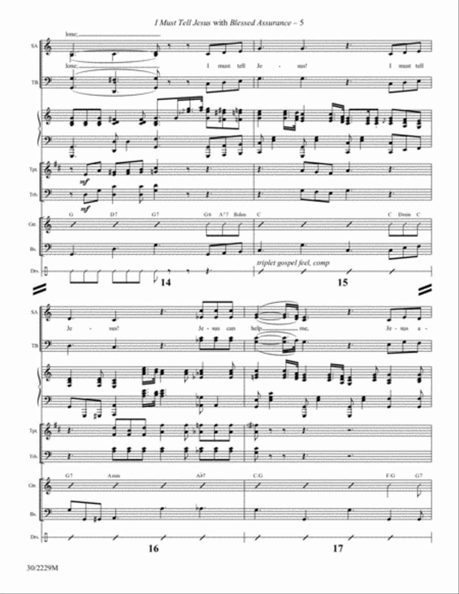 I Must Tell Jesus with Blessed Assurance - Brass and Rhythm Score/Parts - Digita Trombone scores gallery preview page 5