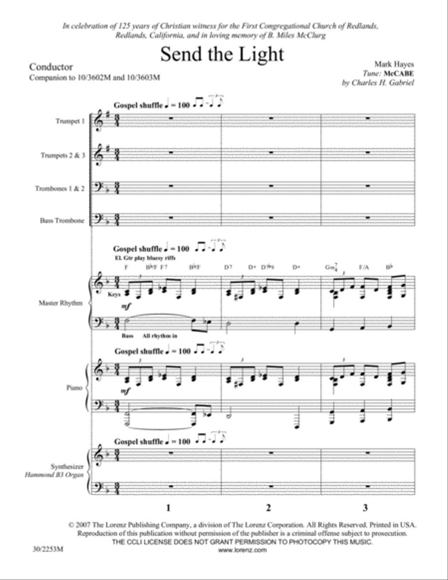 Send the Light - Brass and Rhythm Score and Parts Trombone scores gallery preview page 3