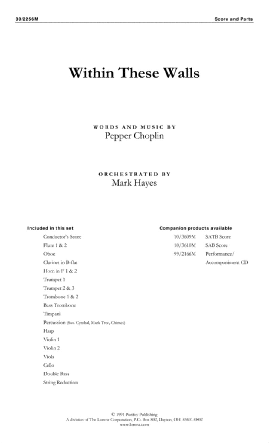 Within These Walls - Orchestral Score and Parts Orchestra scores gallery preview page 1