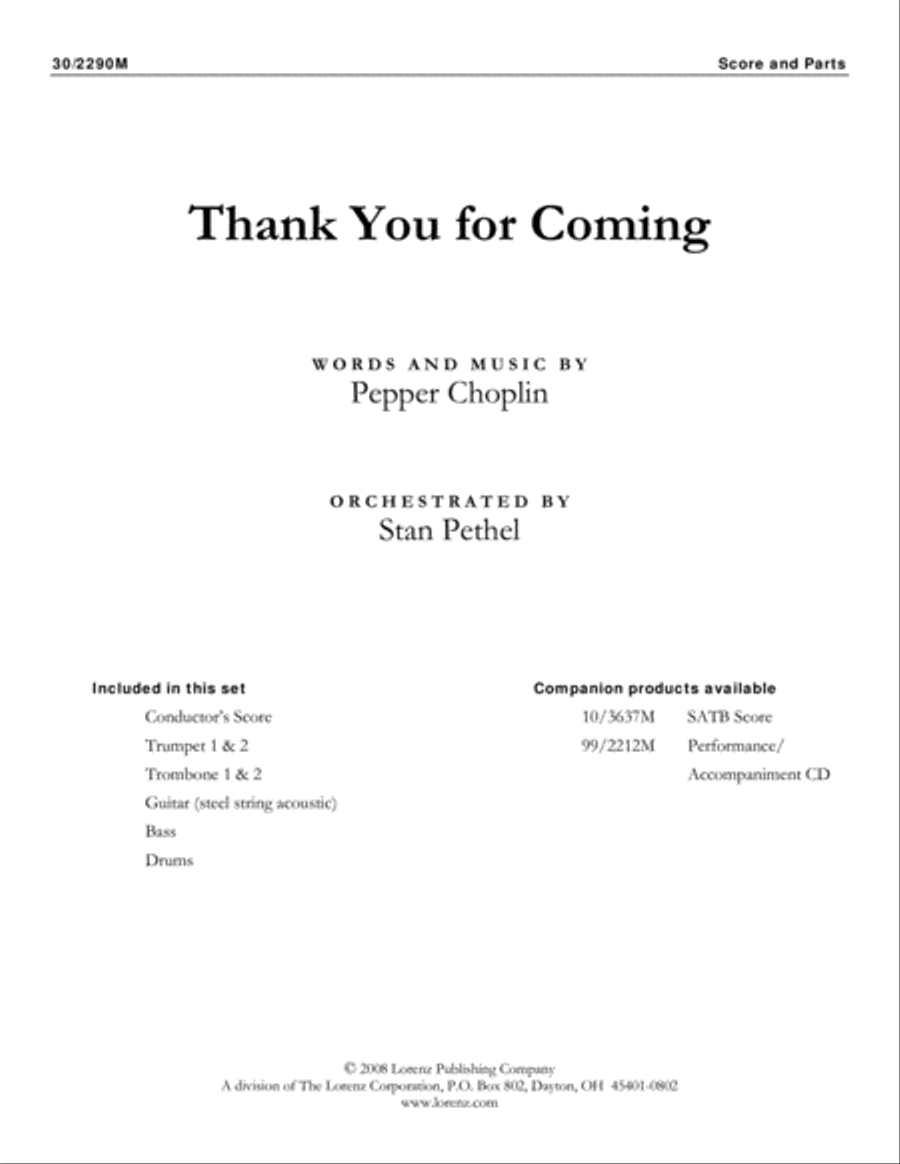 Thank You for Coming - Brass and Rhythm Score/Parts Trombone scores gallery preview page 1