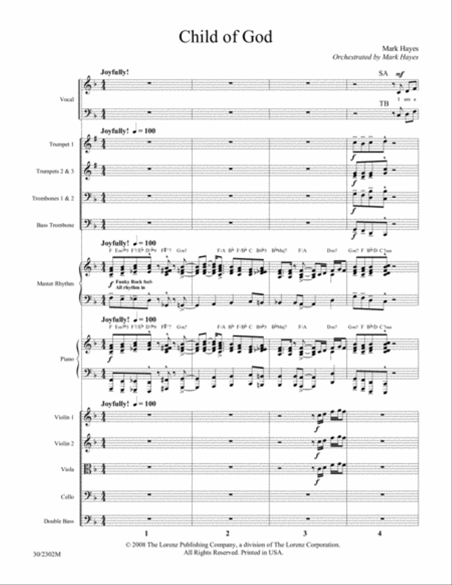 Child of God - Brass, Strings and Rhythm Score/Parts Orchestra scores gallery preview page 1